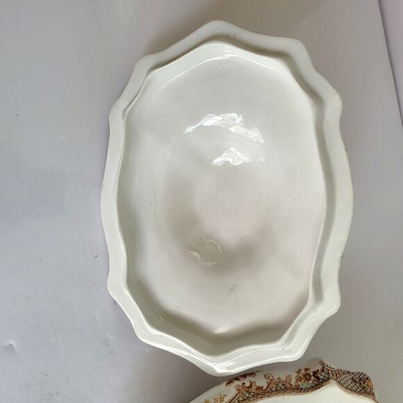 Antique T&R Boote Covered Vegetable Dish Rosebud Semi Porcelain Cottagecore - Picture 11 of 16